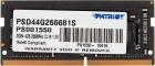 

Оперативная память Patriot Memory DDR4 SO-DIMM 4GB 2666MHz (PSD44G266681S), Черный