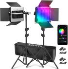 

Видеосвет с штативом Neewer RGB660 PRO 2, Набор (2 шт со стойками), (NWR5258-10098759), Серый/черный