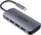 

Хаб Philips USB С - HDMI+USB+PD, 5в1, длина кабеля 10см, Серый