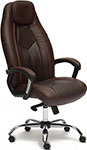 Кресло Tetchair BOSS люкс (хром) (кож/зам, коричневый/коричневый перфорированный, 36-36/36-36/06)