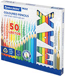 Карандаши Brauberg MAX, супермягкие, яркие, трехгранные, 50 цветов, грифель мягкий 3.3 мм (181860) карандаши акварельные brauberg art classic 12 а грифель 3 3 мм