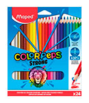 Карандаши цветные MAPED COLOR PEPS Strong, набор 24 цвета, грифель 32 мм, пластиковый корпус, (862724)
