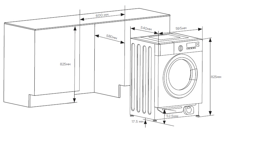 Ширина стиральной машины стандарт под столешницу