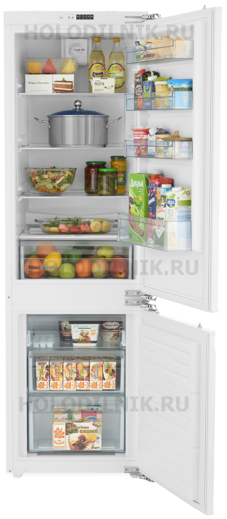 Изображение товара Встроенный двухкамерный холодильник Scandilux CFFBI 256 E с системой No Frost