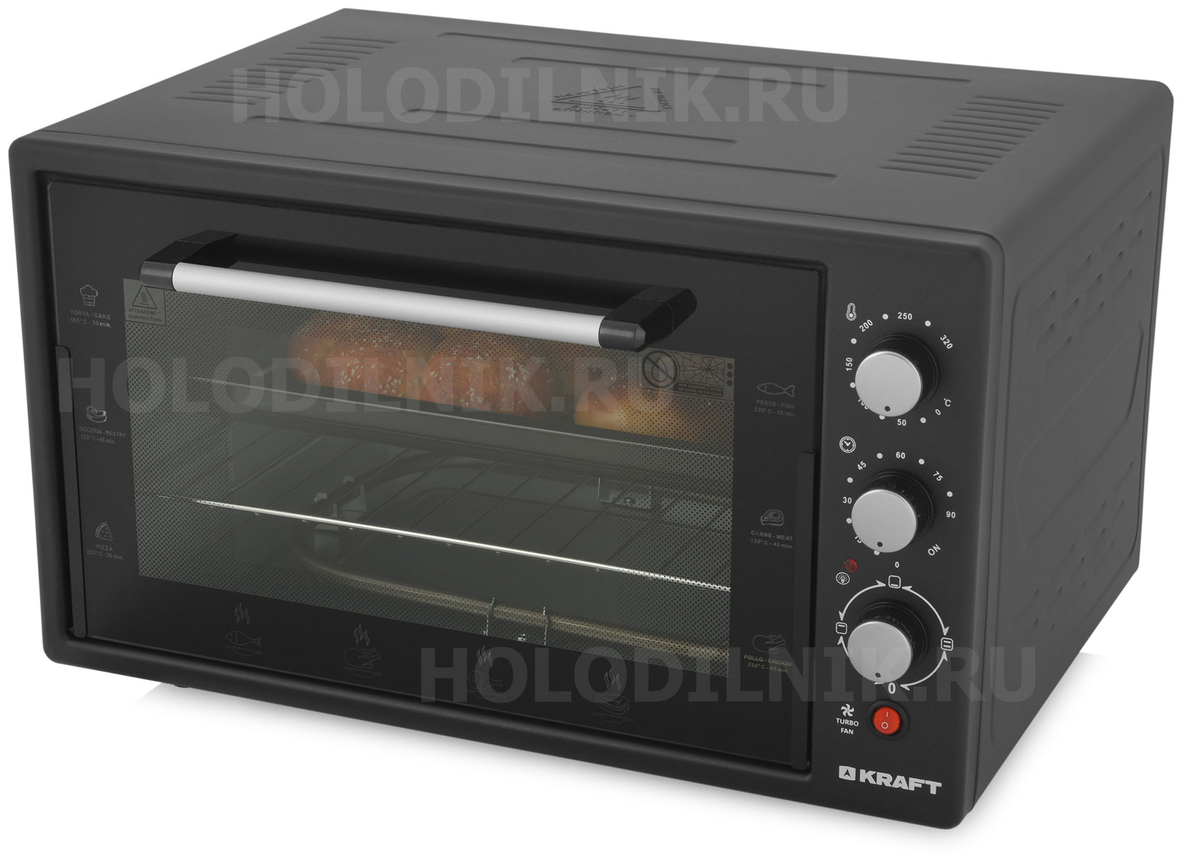 Изображение товара Мини-печь Kraft KF-MO4506BL черная with 45л объем и 6 режимов работы