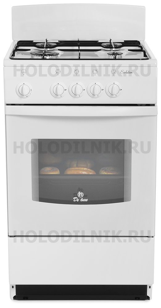 Изображение товара Газовая плита De luxe 5040.38 г белая 4 конфорки духовка 43 л