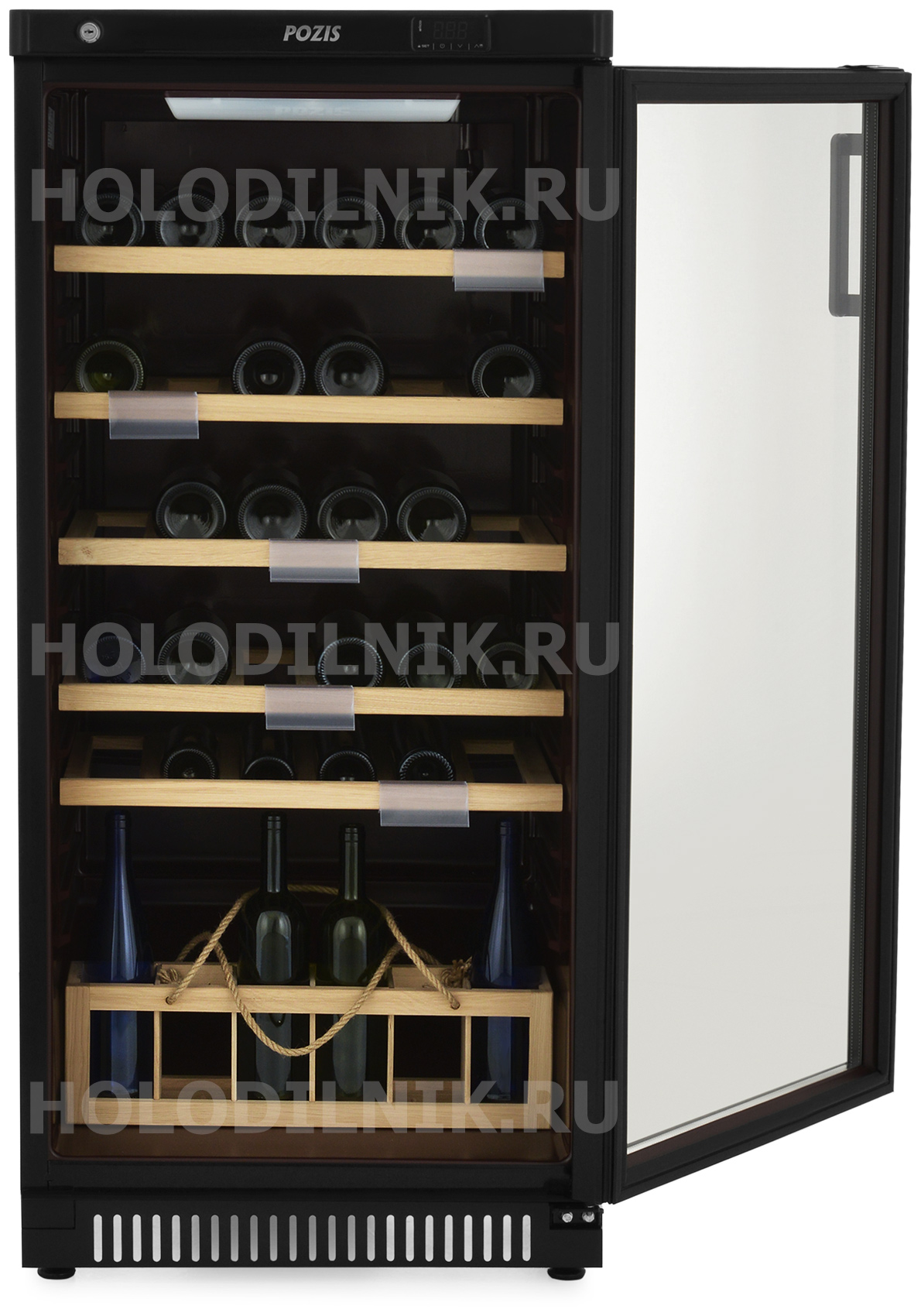 Изображение товара Винный шкаф Pozis ШВ-52 черный с электронным управлением и объемом 250л