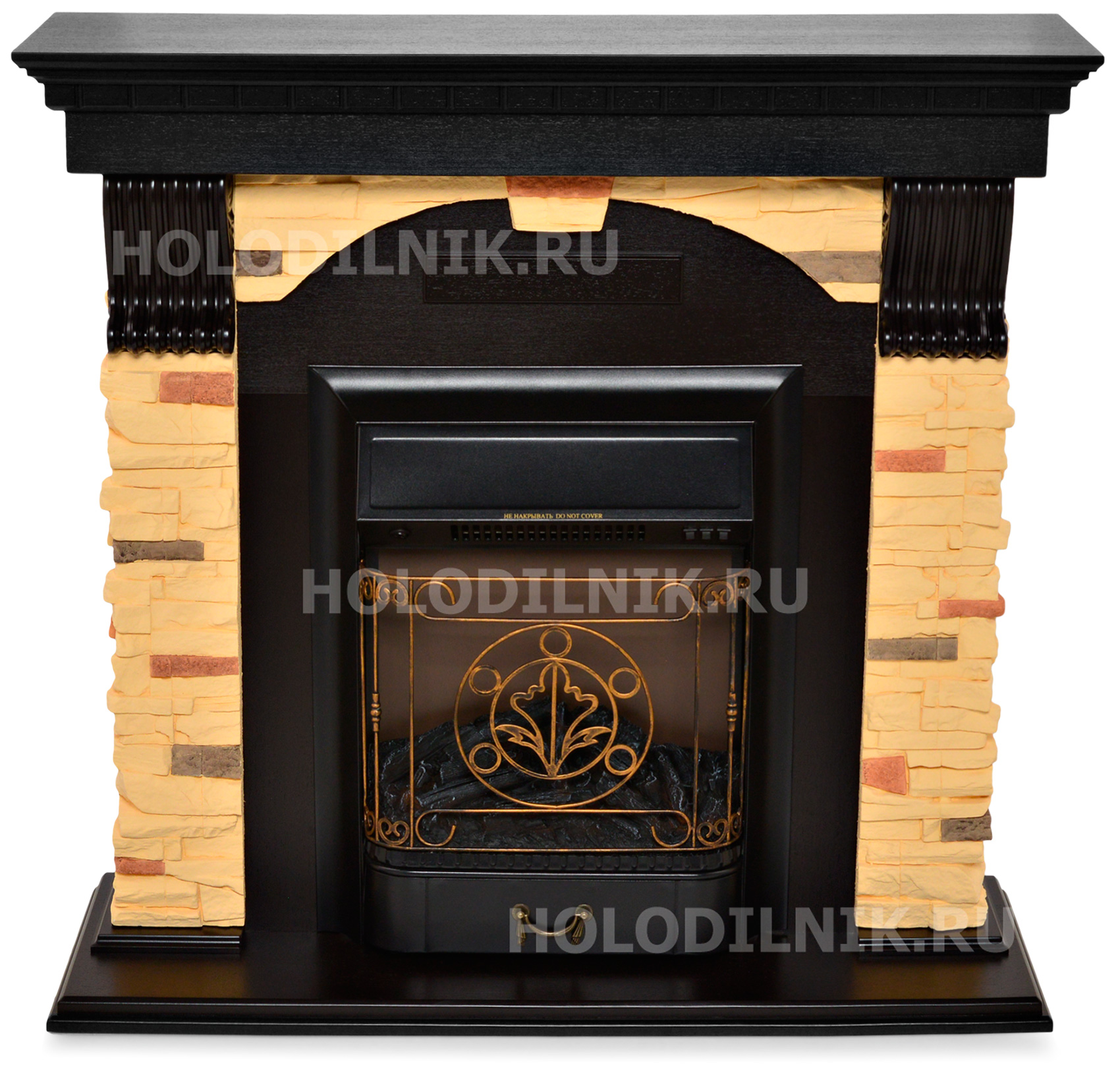 Каминокомплект Royal Flame Dublin арочный сланец с очагом Majestic Black (венге) (64879239)