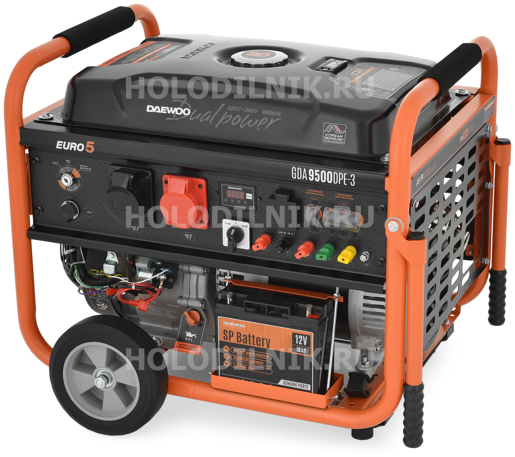 Изображение товара Электрический генератор и электростанция Daewoo Power Products GDA 9500DPE-3