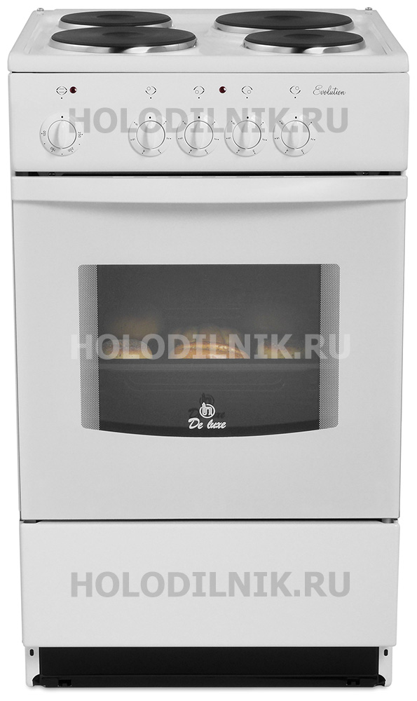 Изображение товара Электроплита De luxe 5004.12 э белая 4 конфорки духовка 43 л