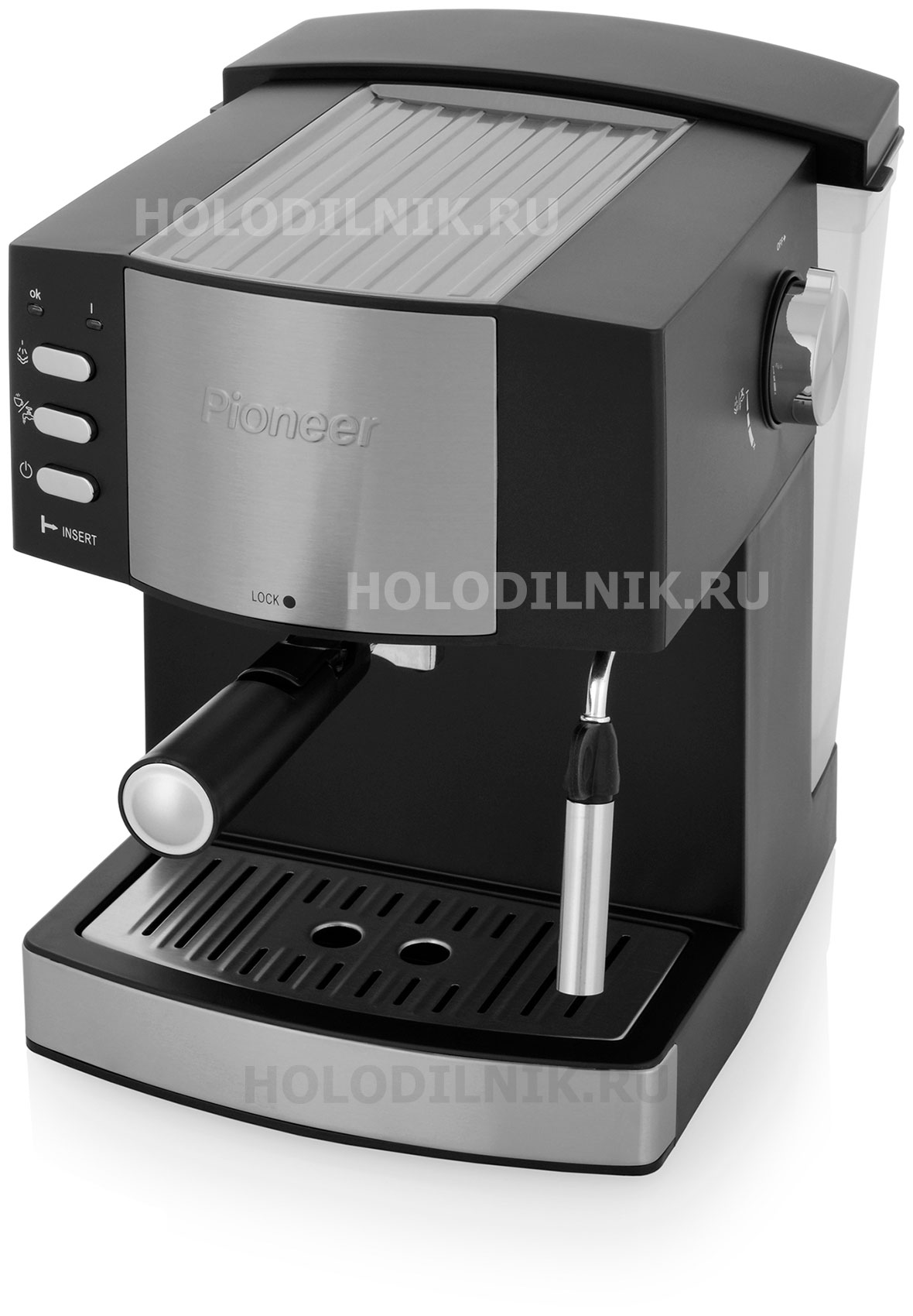 Изображение товара Кофеварка Pioneer CM111P черный с серебристым, рожковая с капучинатором
