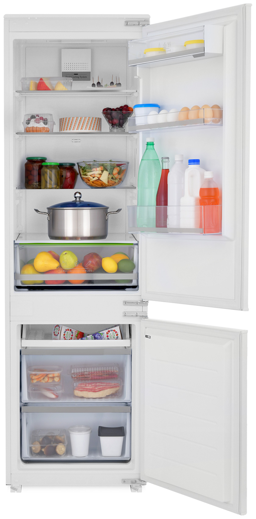 Встраиваемый двухкамерный холодильник ZUGEL ZRI1781NF