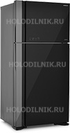 фото Двухкамерный холодильник hitachi r-vg 662 pu7 gbk чёрное стекло